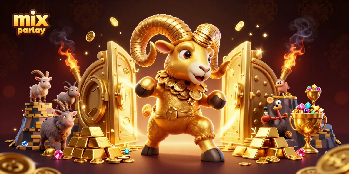 Engage in thrilling mix parlay betting with vibrant golden riches overflowing in dynamic 3D illustration.
