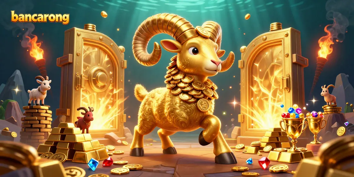 Experience the thrill of bancarong as the golden ram charges through riches in this vibrant digital illustration.