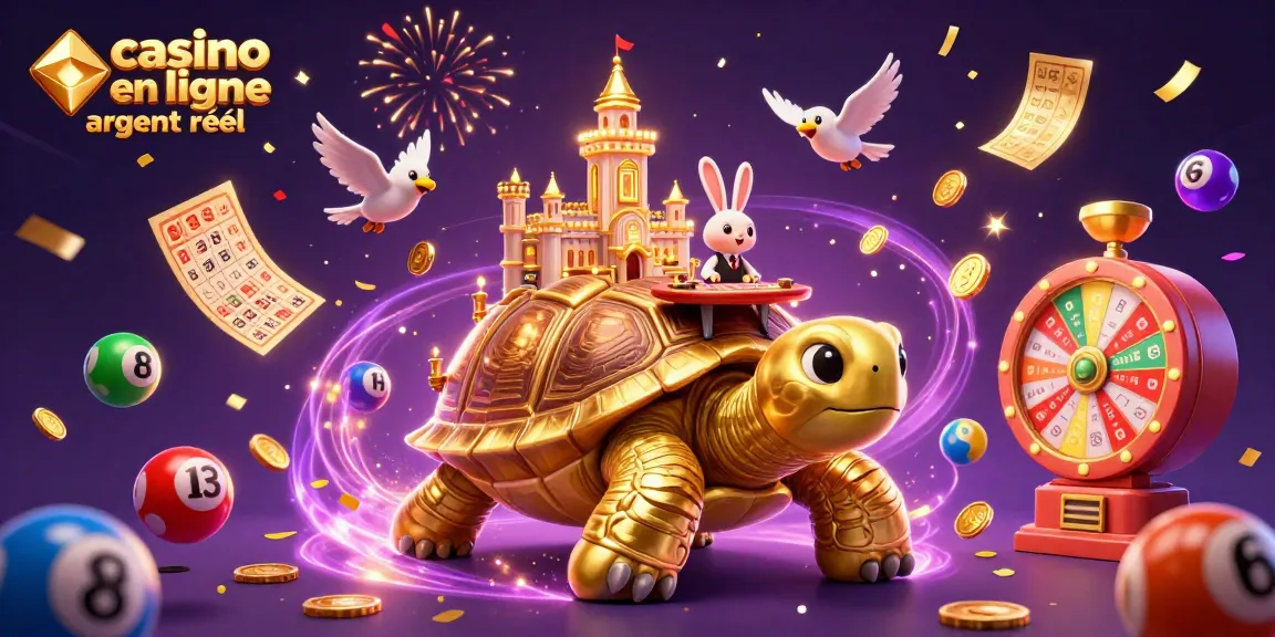 Jouez pour gagner de l'argent réel dans un casino en ligne argent réel illustré par une tortue dorée.